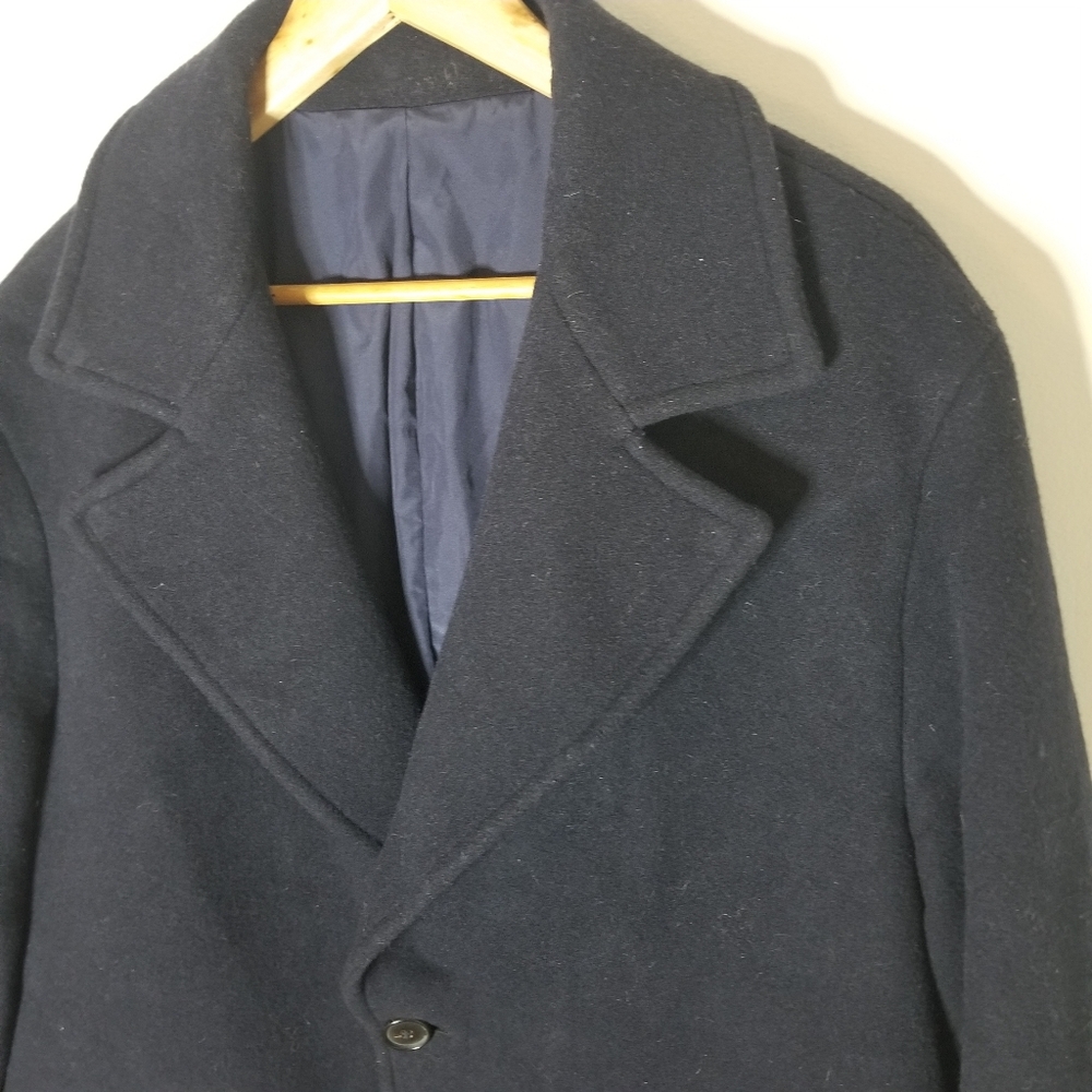 Zara Navy Blue Wool Blend Oversized Coat Overcoat Pea Coat M - Picture 6 of 7